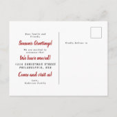 Carte Postale Faire-part Calligraphie Joyeux Arbre de Noël Rouges Voiture M (Dos)