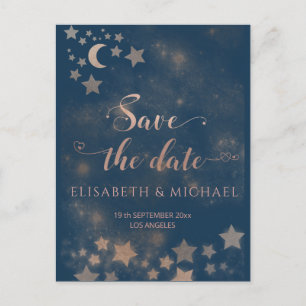 Carte Postale Faire-part Calligraphie lunaire et stellaire romantique céles