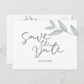 Carte Postale Faire-part Calligraphie Mariage botanique Enregistrer la date (Devant / Derrière)