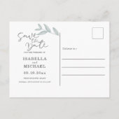 Carte Postale Faire-part Calligraphie Mariage botanique Enregistrer la date (Dos)