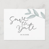 Carte Postale Faire-part Calligraphie Mariage botanique Enregistrer la date (Devant)