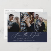 Carte Postale Faire-part Calligraphie moderne de Boho Multi-Photo Enregistr (Devant / Derrière)