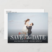 Carte Postale Faire-part Calligraphie moderne élégant paysage photo mariage (Devant / Derrière)