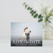 Carte Postale Faire-part Calligraphie moderne élégant paysage photo mariage (Debout devant)