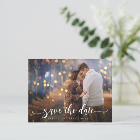 Carte Postale Faire-part Calligraphie moderne Mariage Enregistrer La Date P (Debout devant)