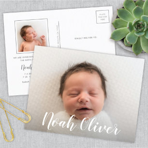 Carte Postale Faire-part Calligraphie moderne Script Nom bébé Naissance