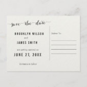 Carte Postale Faire-part Calligraphie noir et blanc Enregistrer la date Car (Dos)