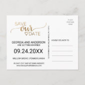 Carte Postale Faire-part Calligraphie or simple Mariage Enregistrer la date (Dos)