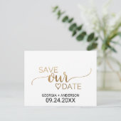 Carte Postale Faire-part Calligraphie or simple Mariage Enregistrer la date (Debout devant)