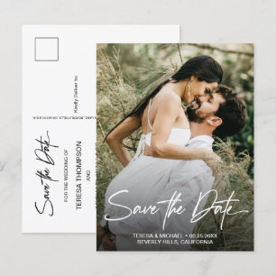 Carte Postale Faire-part Calligraphie Save the Date Photo personnalisé Fian
