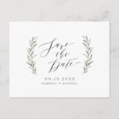 Carte Postale Faire-part Calligraphie simple mariage de verdure rustique (Devant)