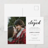 Carte Postale Faire-part Calligraphie simple Nous avons fugué Mariage (Devant / Derrière)