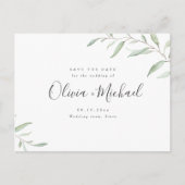Carte Postale Faire-part Calligraphie verte minimale rustique enregistrer l (Devant)