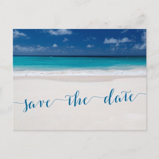 Carte Postale Faire-part Calligraphy Beach Thème Enregistrer Les Dates Cart (Devant)