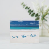 Carte Postale Faire-part Calligraphy Beach Thème Enregistrer Les Dates Cart (Debout devant)
