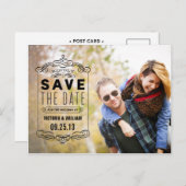 CARTE POSTALE FAIRE-PART CALQUE RUSTIQUE | ANNONCE DE MISE À JOUR DE LA DAT (Devant / Derrière)