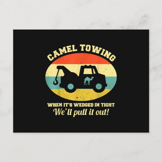 Carte Postale Faire-part Camel Towing Retro Adult Humor Saying Funny Hallow (Devant)