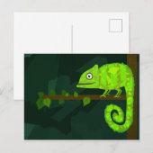 Carte Postale Faire-part Caméléon vert mignon (Devant / Derrière)