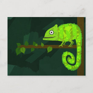 Carte Postale Faire-part Caméléon vert mignon