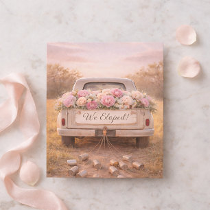 Carte Postale Faire-part Camion Vintage Rose Aquarelle Florale Nous Nous So