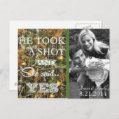 Carte Postale Faire-part Camo Rustic Feuilles Enregistrer La Date Mariage C (Devant / Derrière)
