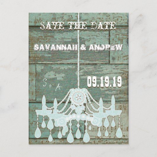 Carte Postale Faire-part Campagne Chic Chocolat Menthe Rustique Enregistre (Devant)