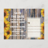Carte Postale Faire-part Campagne de tournesols jaunes rustiques, sauvez la (Dos)