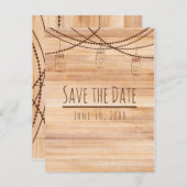 Carte Postale Faire-part Campagne Rustique Bois & Pots de Maçon Enregistrer (Devant / Derrière)