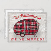 Carte Postale Faire-part Camper Rustic Red Buffalo noir Plaid Moving (Devant / Derrière)