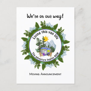 Carte Postale Faire-part Camping Custom Van Life CARAVAN