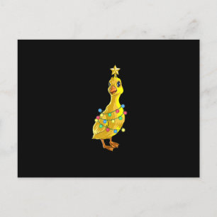 Carte Postale Faire-part Canard Noël Arbre T Lumières Décor Étoile Cadeau N