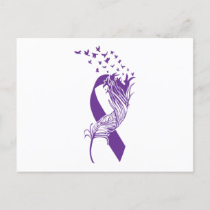 Carte Postale Faire-part Cancer Purple Ribbon