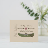 Carte Postale Faire-part Canoë + Flèches Avec Coeur Rustique Enregistrer La (Debout devant)