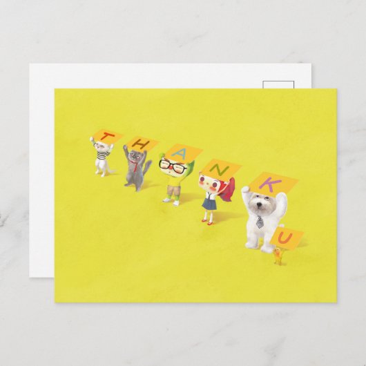 Carte Postale Faire-part Caractères Merci (Devant / Derrière)