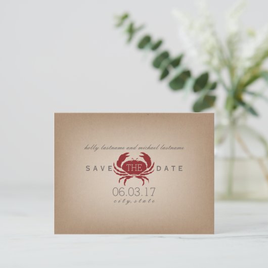 Carte Postale Faire-part Cardstock Inspiré Crabe Mariage Enregistrer La Dat (Debout devant)