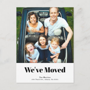 Carte Postale Faire-part Carré Minimaliste Photo Blanche Déménagement