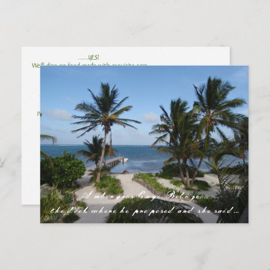 Carte Postale Faire-part Carribean Ocean View à Belize Enregistrer la date (Devant / Derrière)