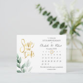 Carte Postale Faire-part Carton 50e Anniversaire Élégant La Date Calendrier (Debout devant)