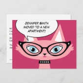 Carte Postale Faire-part Carton de chat rétro "J'ai déménagé" Nouvelle adre (Devant / Derrière)