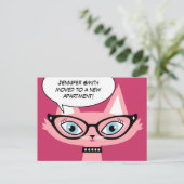 Carte Postale Faire-part Carton de chat rétro "J'ai déménagé" Nouvelle adre (Debout devant)