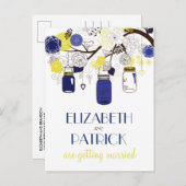 Carte Postale Faire-part Carton de faire part de mariage avec bocaux Mason (Devant / Derrière)