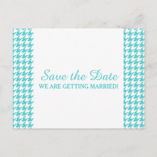 Carte Postale Faire-part Carton de sauvegarde à motif pied de poule, turquo