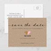 Carte Postale Faire-part Carton de sauvegarde de date - Deux coeurs, Kraft  (Devant / Derrière)