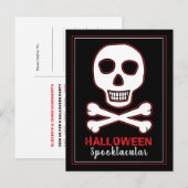 Carte Postale Faire-part Carton d'invitation à la fête d'Halloween rouge Sk (Devant / Derrière)