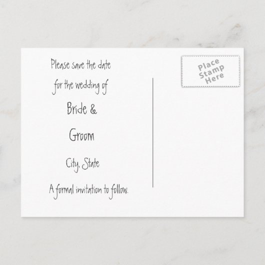 Carte Postale Faire-part Carton d'invitation à sauvegarder la date avec tab (Dos)