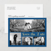 Carte Postale Faire-part Carton d'invitation Collage Écriture Élégante Bleu (Devant / Derrière)