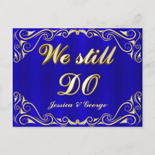 Carte Postale Faire-part Carton d'invitation élégant bleu et or pour annive