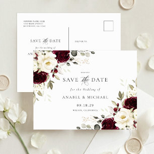 Carte Postale Faire-part Carton d'invitation Floral Bourgogne pour annoncer