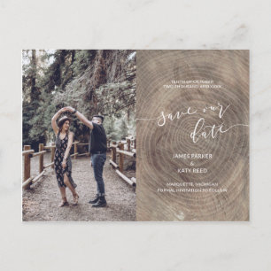 Carte Postale Faire-part Carton postale photo de sauvegarde de date en bois