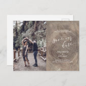 Carte Postale Faire-part Carton postale photo de sauvegarde de date en bois (Devant / Derrière)